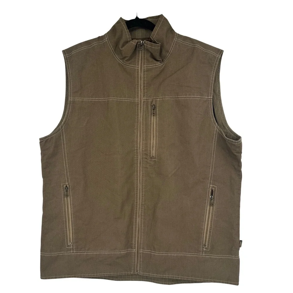 Kuhl Burr Lined Vest Mens XL Teak Brown Canvas Full Zip Workwear Outdoor 1039